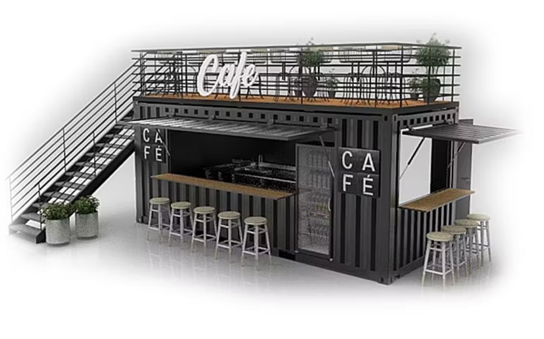 Desain Cafe Kontainer Tingkat
